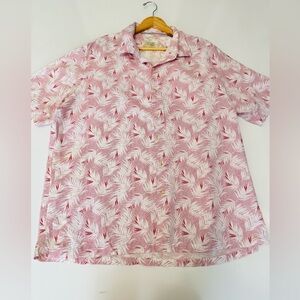 Tasso Elba Island Camp Shirt Tropical‎ Palm Leaf Button Up Shirt Size XXL